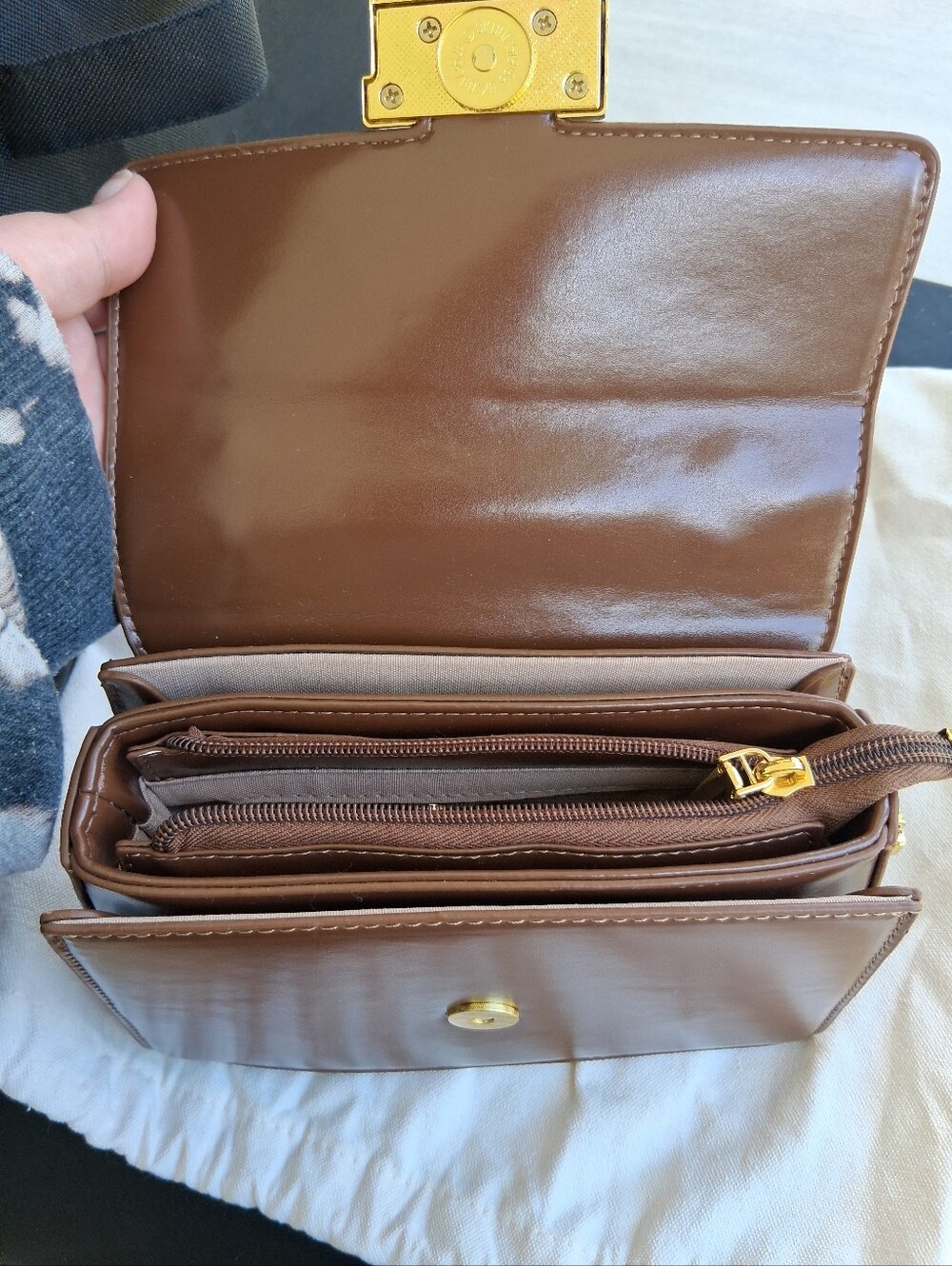 Brown Authentic Leather Top-Handle Crossbody Bag With Dustbag - Picture 4 of 4